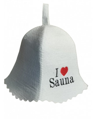 Pirties prekės - I Love Sauna, 100% vilna, balta PIRTIES AKSESUARAI