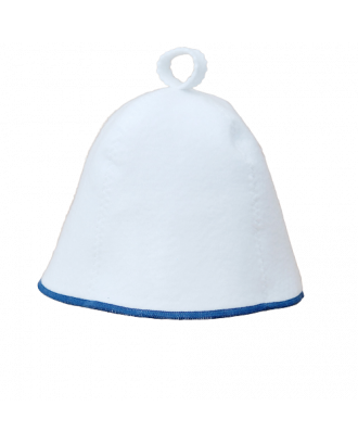 Pirties kepurė - balta su mėlyna juostele