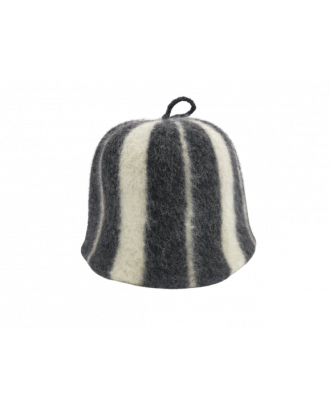 Pirties kepurė- dryžuota juoda - balta , 100% vilna PIRTIES AKSESUARAI
