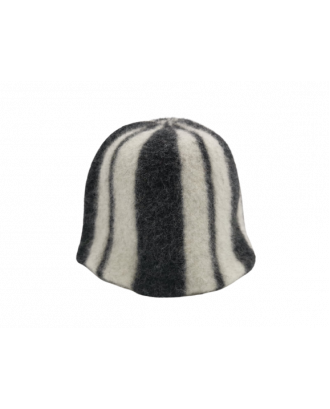 Pirties kepurė- dryžuota juoda - balta , 100% vilna PIRTIES AKSESUARAI