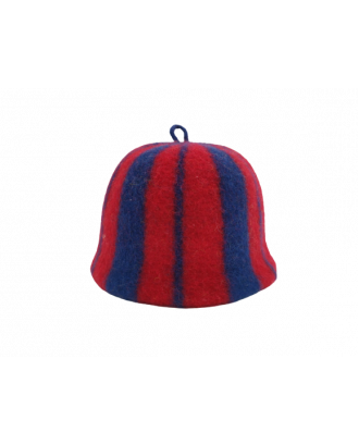 Pirties kepurė- dryžuota - raudona mėlyna , 100% vilna PIRTIES AKSESUARAI