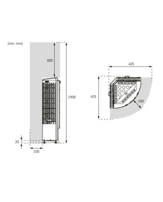 Elektrinė pirties krosnelė Harvia Cilindro Corner XE, 6,8 kW, su „Xenio“ valdymo pultu ELEKTRINĖS KROSNELĖS