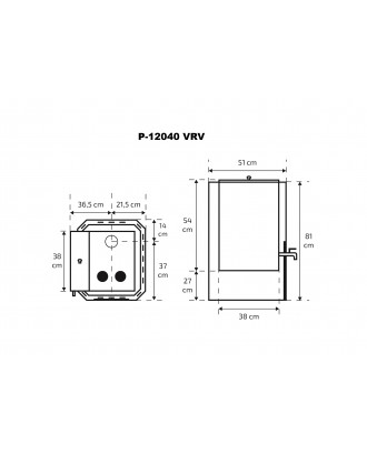 Pirties krosnelė Skamet - P-11640 VRV, vandens šildytuvas - kairėje, su stiklu MALKINĖS KROSNYS
