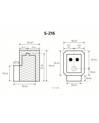 Pirties krosnelė SKAMET S -216BPGL vandens šildytuvas - dešinėje MALKINĖS KROSNYS