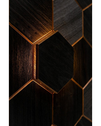 Dekoratyvinis elementas Hexa Black Thermo, abachi, LED PIRTIES IR HAMAMO APŠVIETIMAS
