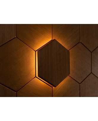 Dekoratyvinis elementas Hexa Thermo, abachi, LED PIRTIES IR HAMAMO APŠVIETIMAS