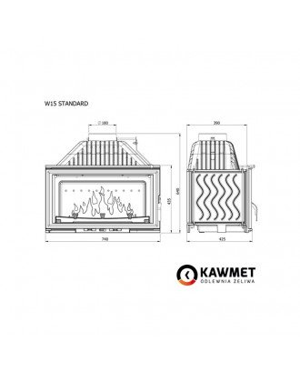 Židinio įdėklas KAWMET W15 13,5 kW ECO ŽIDINIAI