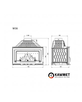 Židinio įdėklas KAWMET W16 13.5 kW ŽIDINIAI