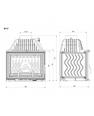 Židinio įdėklas KAWMET W17 DECOR 16,1kw ŽIDINIAI